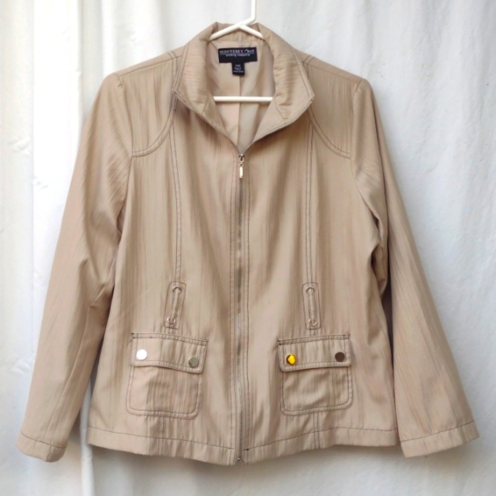 Monterey Bay Clothing Co Tan Zip Jacket Women's Petite Medium